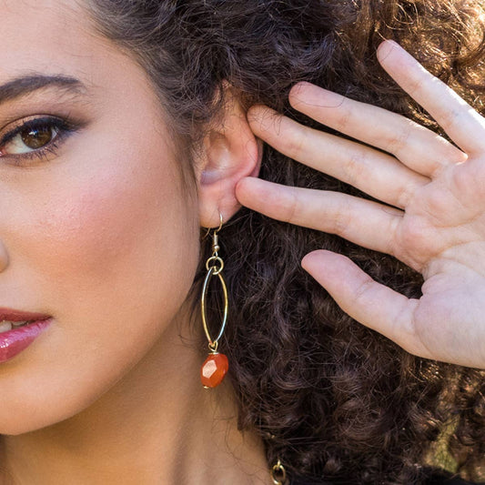 Gold-plated Carnelian stone Earrings