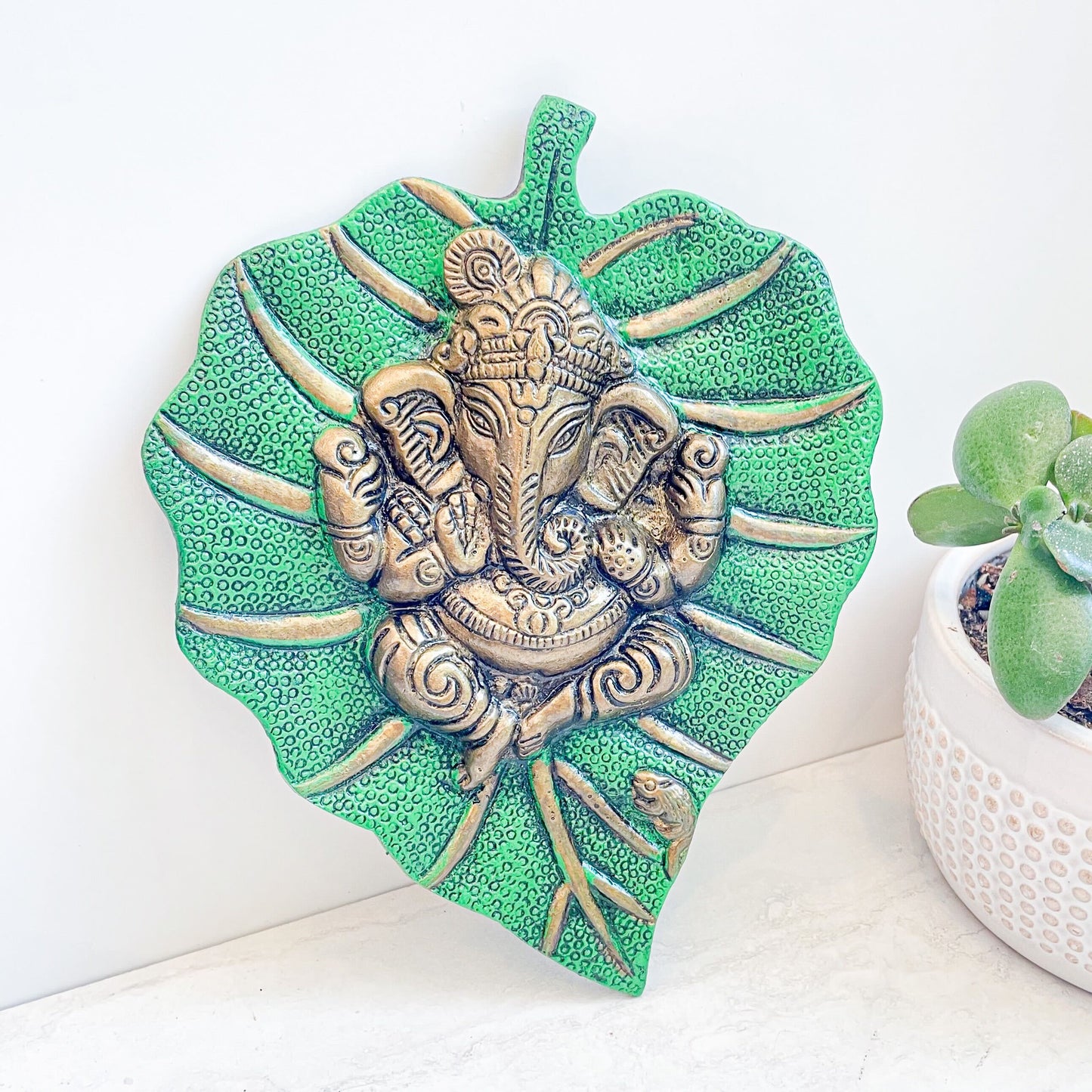Green Aluminum Ganesh Plaque