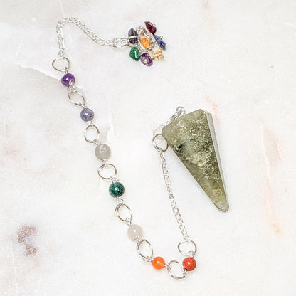Hexagonal Mixed Crystal Pendulum Necklace – Chakra Chain