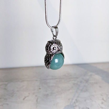 Owl Crystal + Silver Pendant Necklace