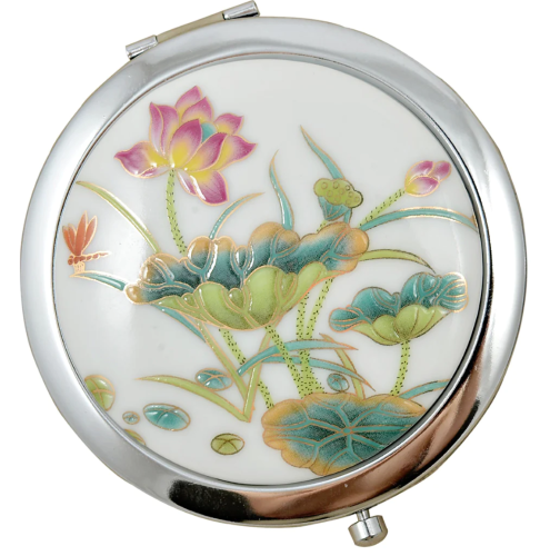 Porcelain Compact Mirrors - Lotus Green