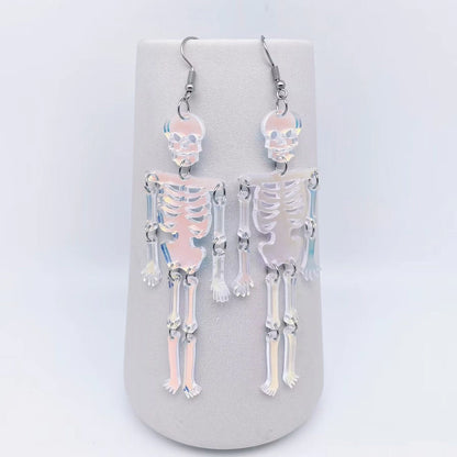 DND Halloween Acrylic Reflecting Light Skull Earrings