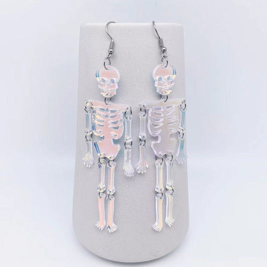 DND Halloween Acrylic Reflecting Light Skull Earrings