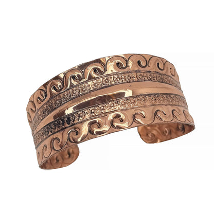 Handcrafted Ocean Wave Scroll Copper Cuff