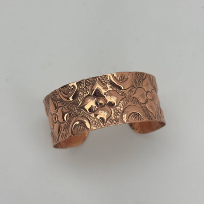 Handcrafted Copper Floral Cuff Bracelet