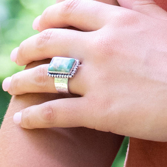 Handcrafted Kashi Semiprecious Stone Ring - Ruby Fuchsite