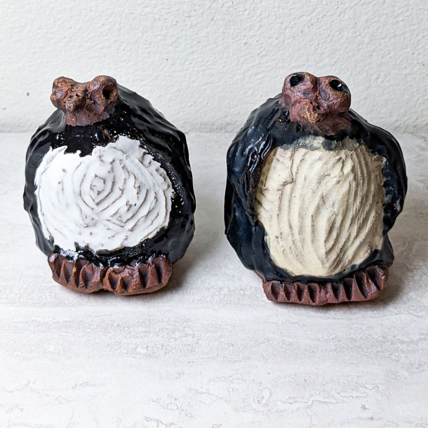 Handmade Ceramic Penguin Incense or Flower Bud Holder by Local Artist, Cate Taylor