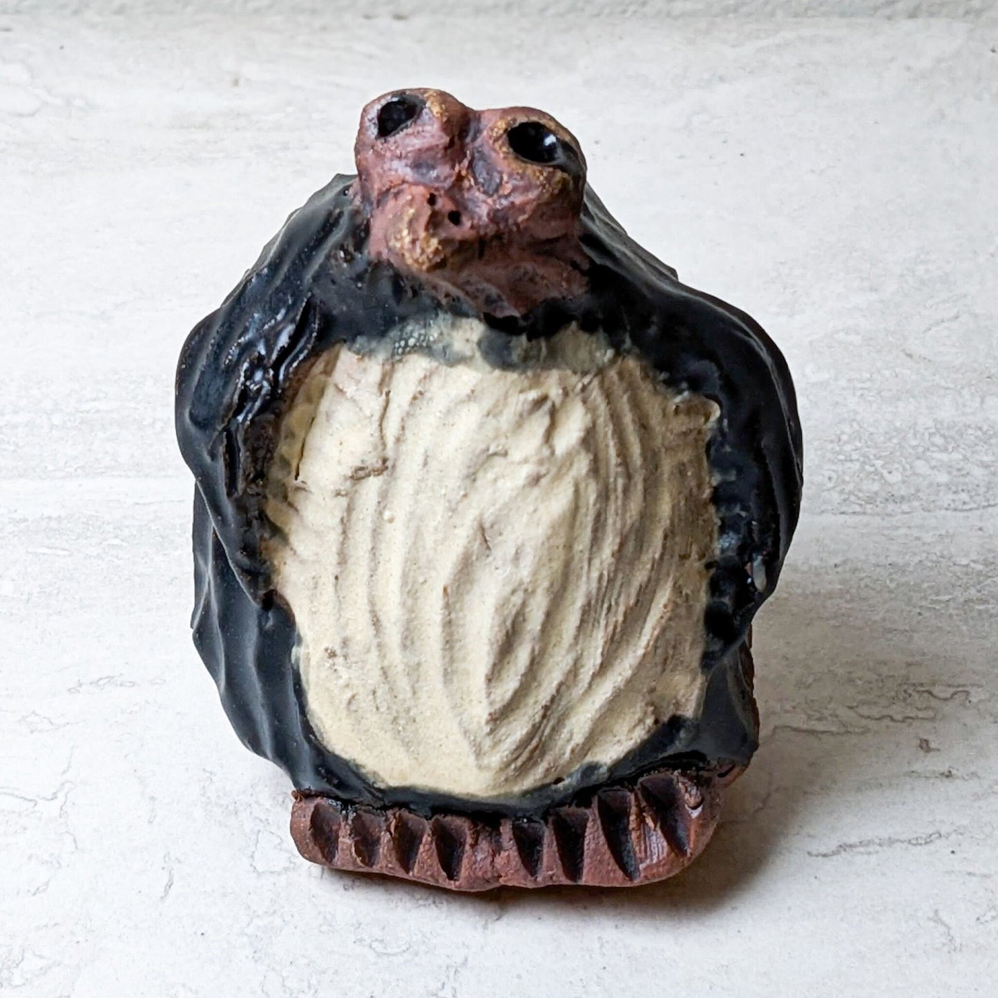Handmade Ceramic Penguin Incense or Flower Bud Holder by Local Artist, Cate Taylor