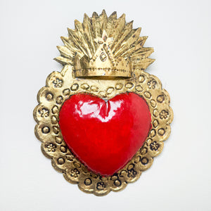 Mexican Tin Heart Wall Accent with Crown