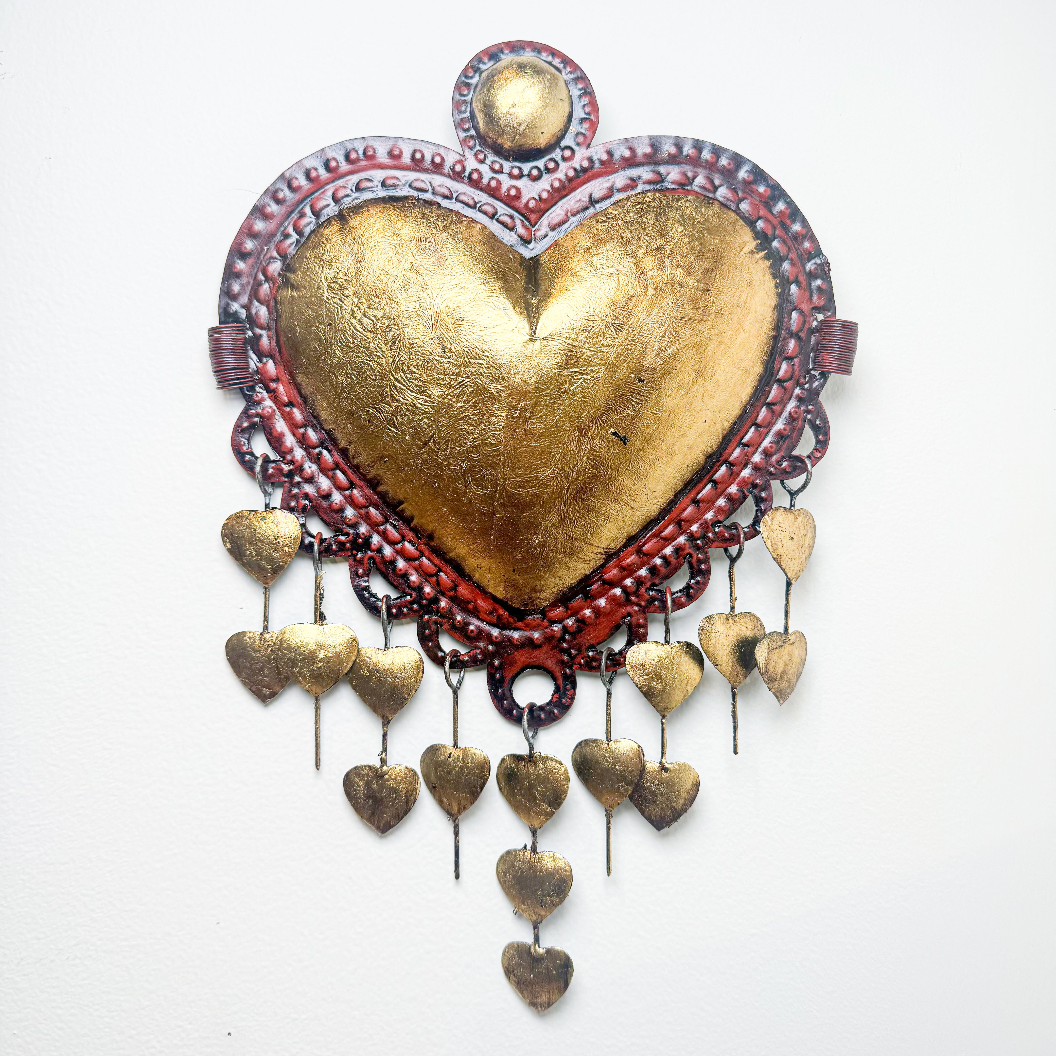 Mexican Tin Heart Wall Accent with Dangles