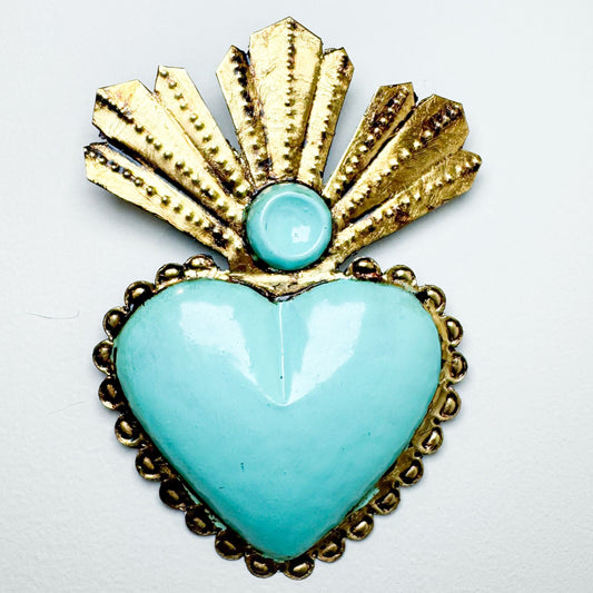 Mexican Turquoise Tin Heart Wall Accent