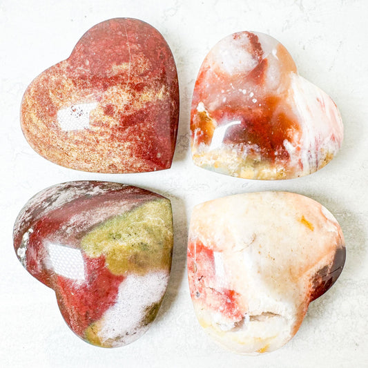 Red Petrified Wood Hearts