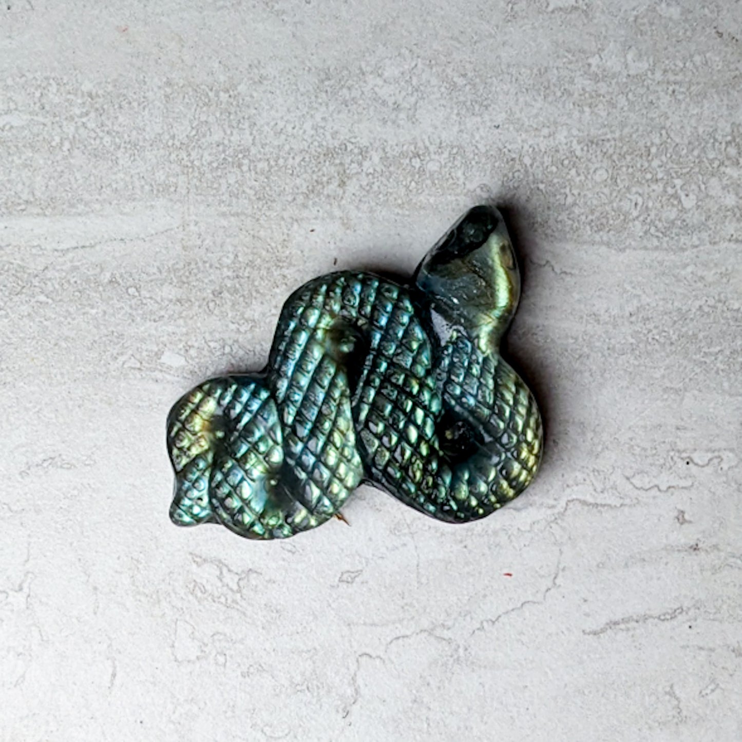 Labradorite Snake Carving