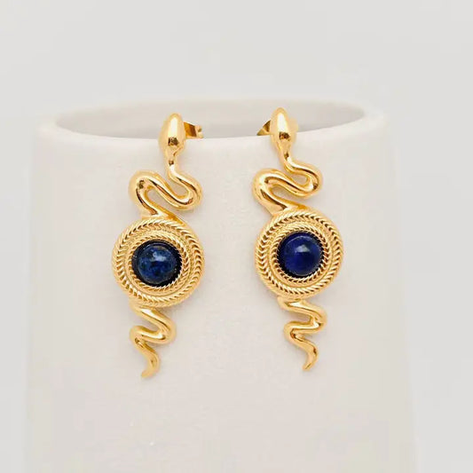 Lapis Lazuli Snake Earrings