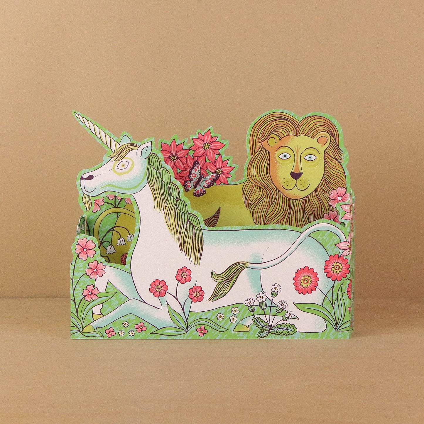 Lion & Unicorn, Unfolding Cutout Card | Art Angels