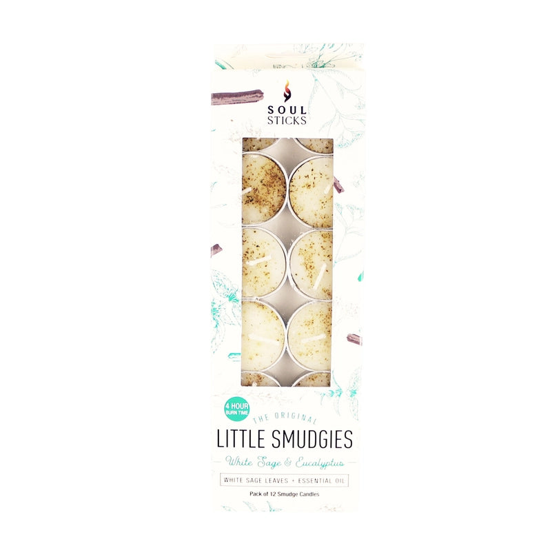'Little Smudgies' Herb + Crystal Infused Tea Light Candles