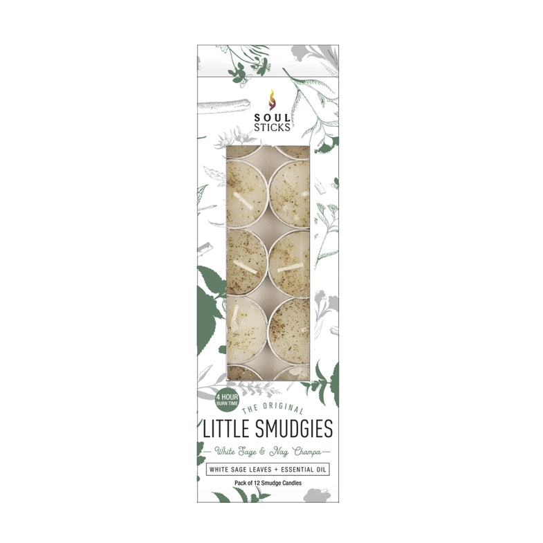 'Little Smudgies' Herb + Crystal Infused Tea Light Candles