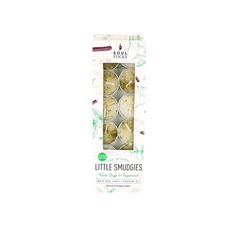 'Little Smudgies' Herb + Crystal Infused Tea Light Candles