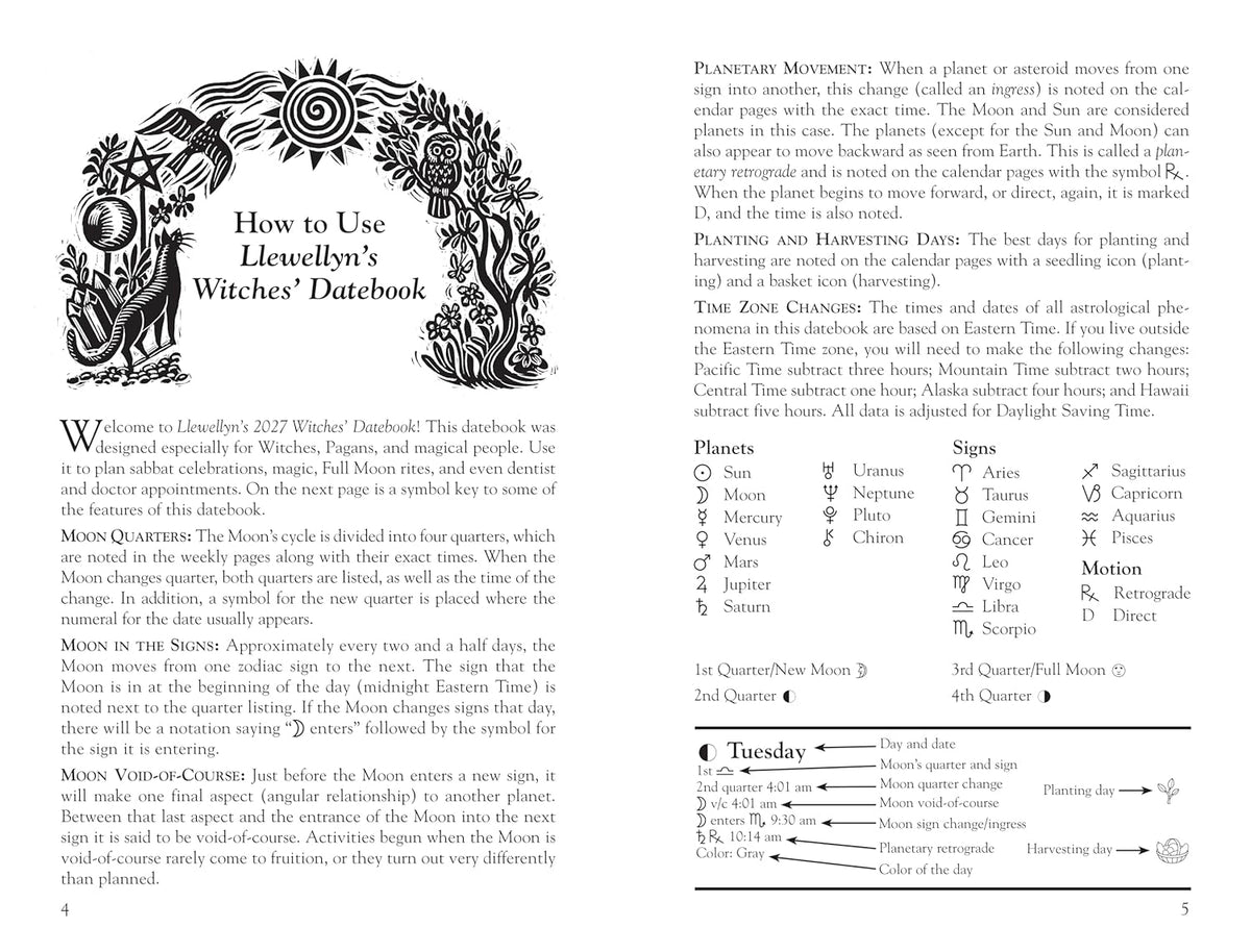 Llewellyn's 2027 Witches' Datebook, interior view 7, at Ordinary Magic in Savannah, GA.