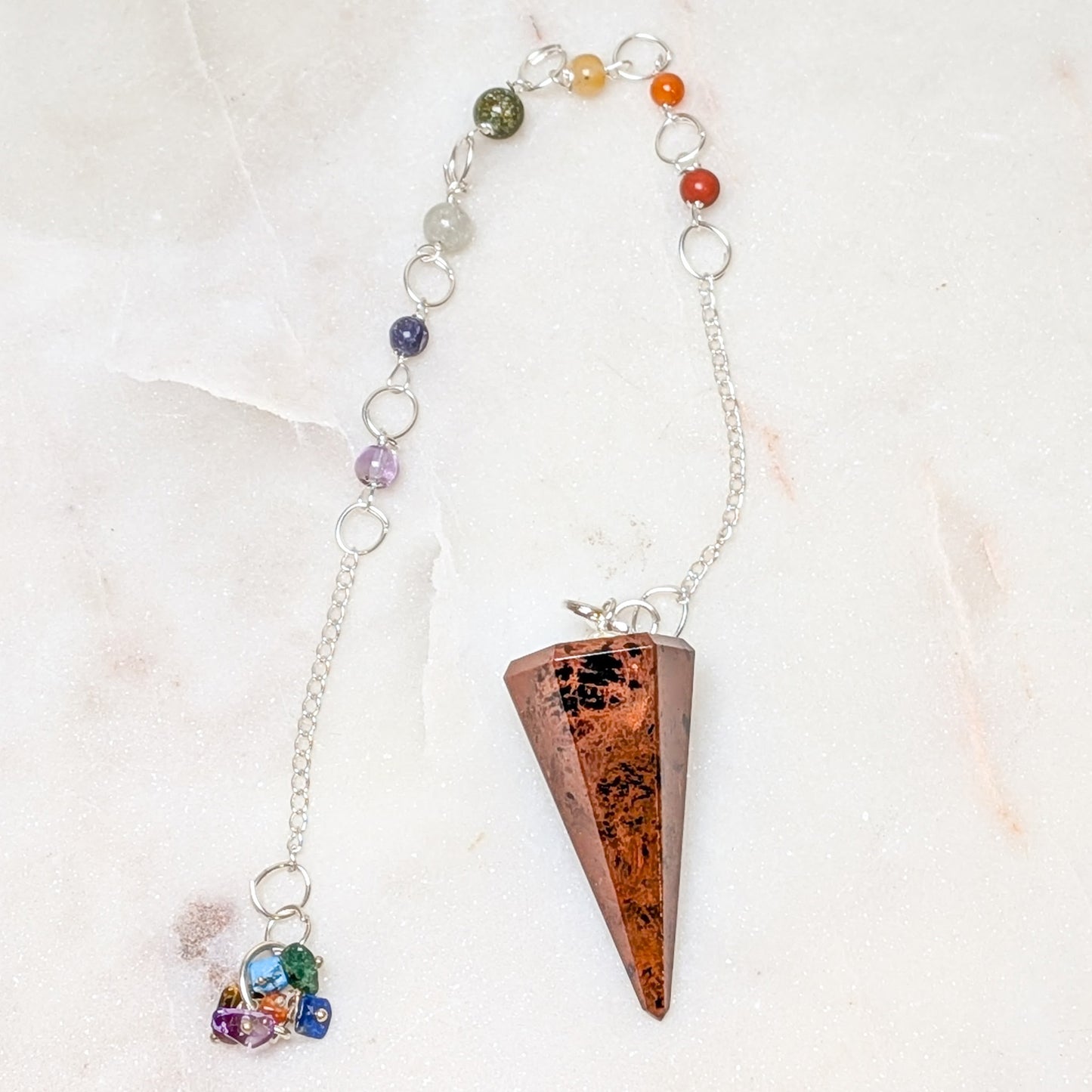 Hexagonal Mixed Crystal Pendulum Necklace – Chakra Chain
