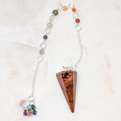Hexagonal Mixed Crystal Pendulum Necklace – Chakra Chain
