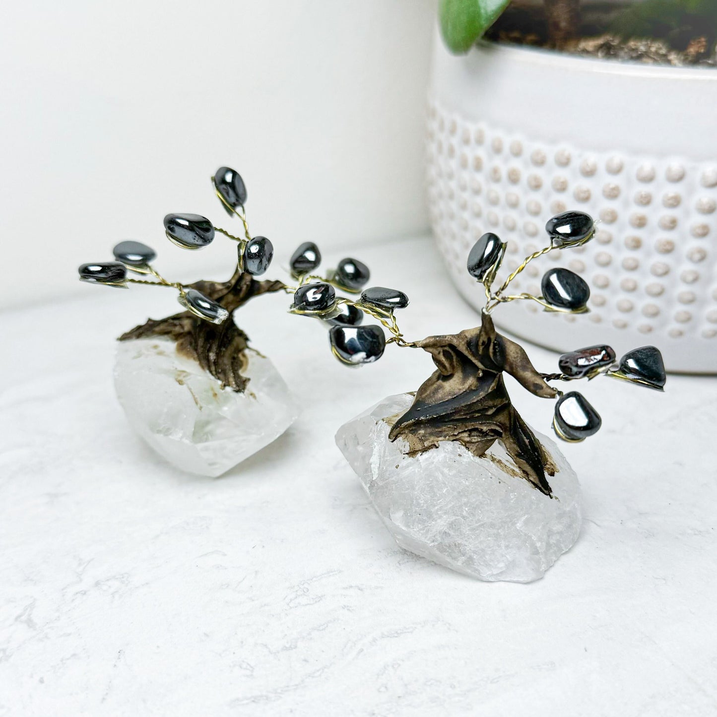 Crystal Bonsai Trees with Quartz Base | Various Stones