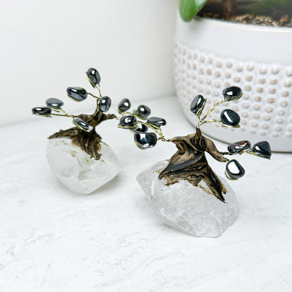 Crystal Bonsai Trees with Quartz Base | Various Stones