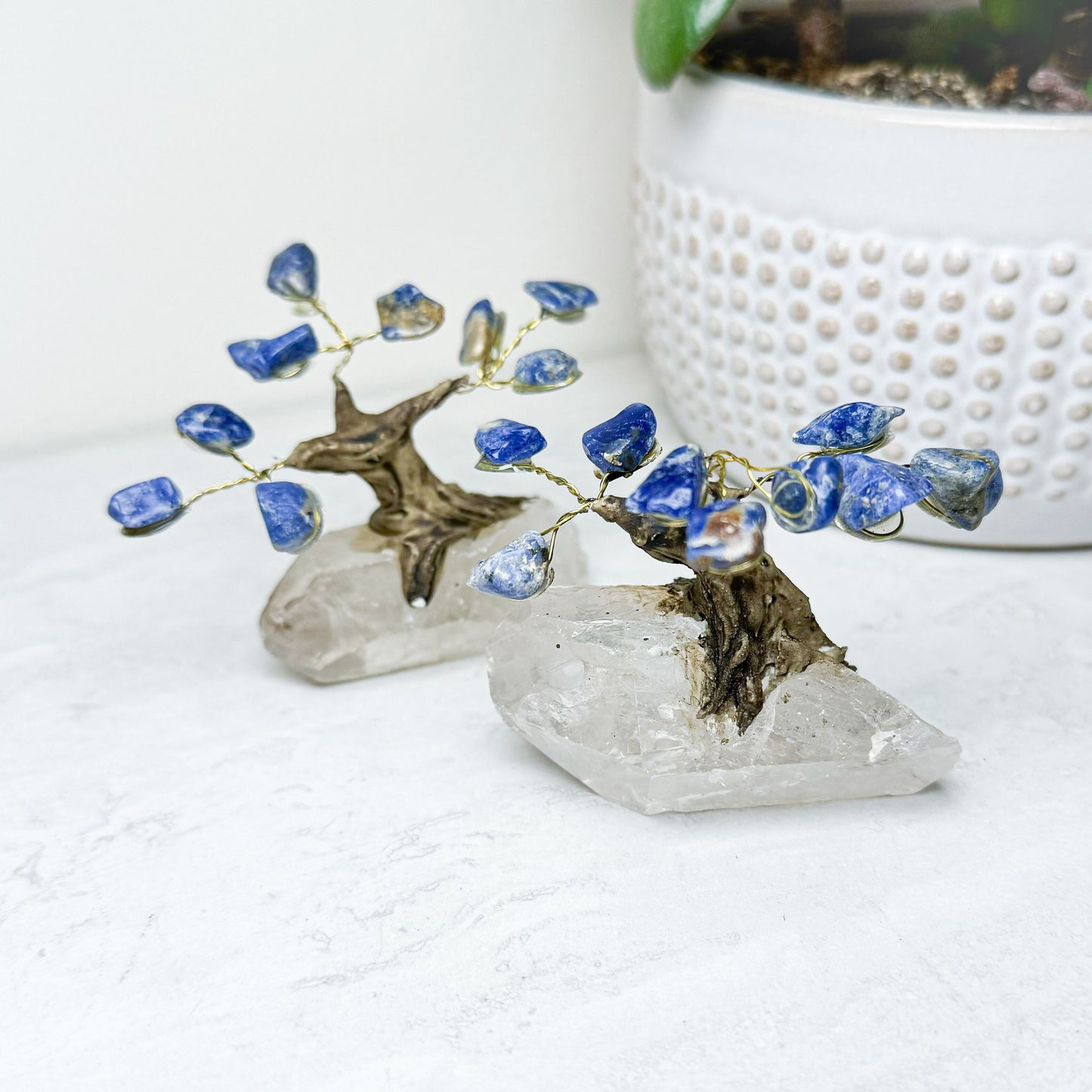 Crystal Bonsai Trees with Quartz Base | Various Stones