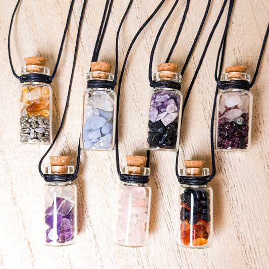 Mini Spell Jar Necklace | Various Crystals