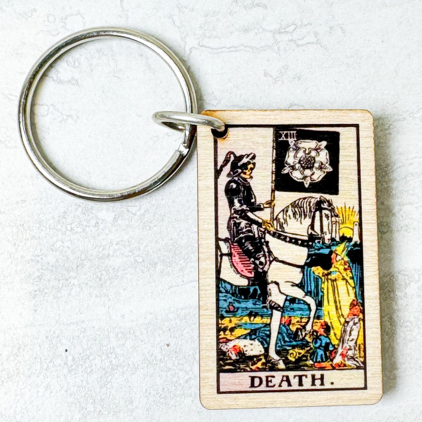 Tarot Card Full Color Wooden Keychains with metal ring