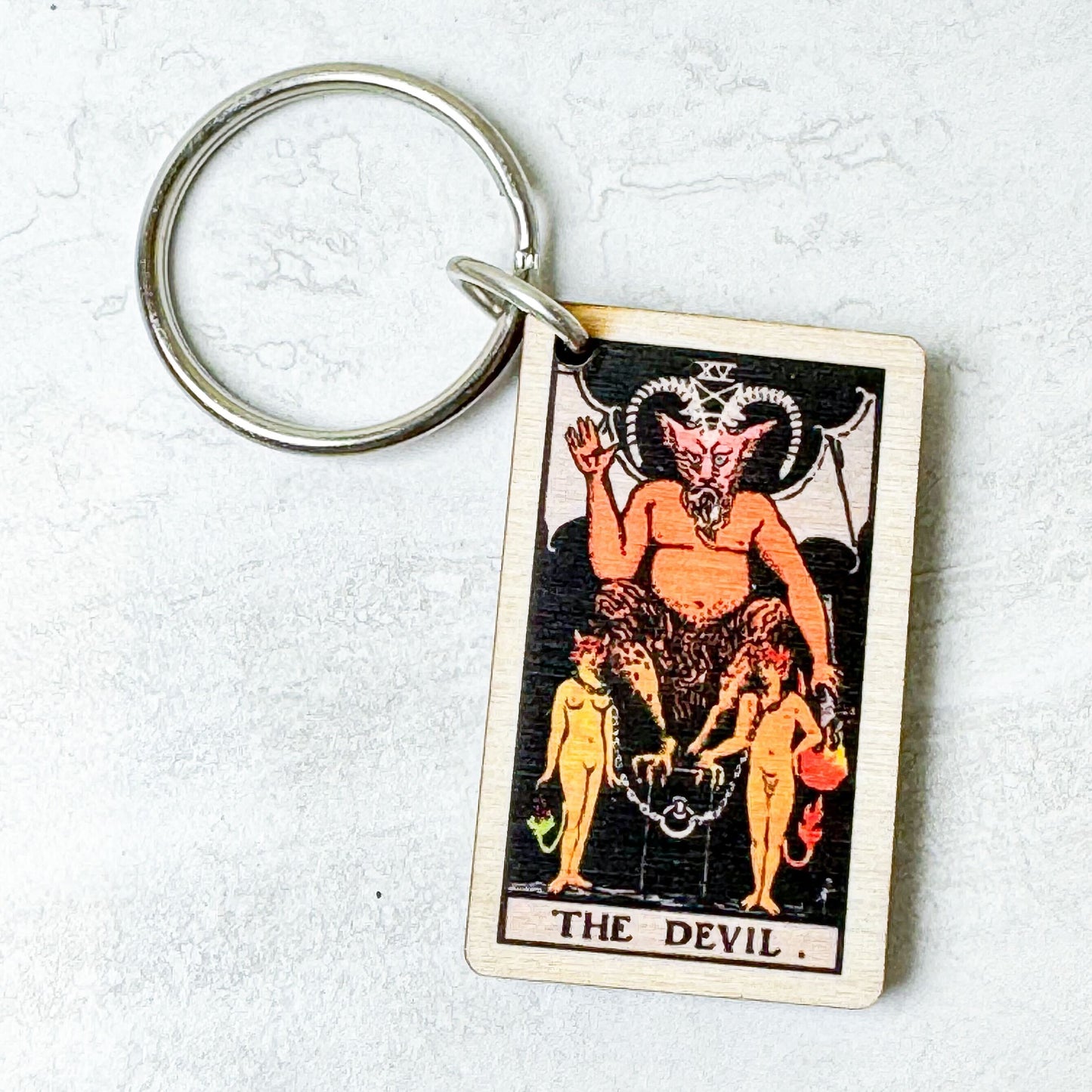 Tarot Card Full Color Wooden Keychains with metal ring