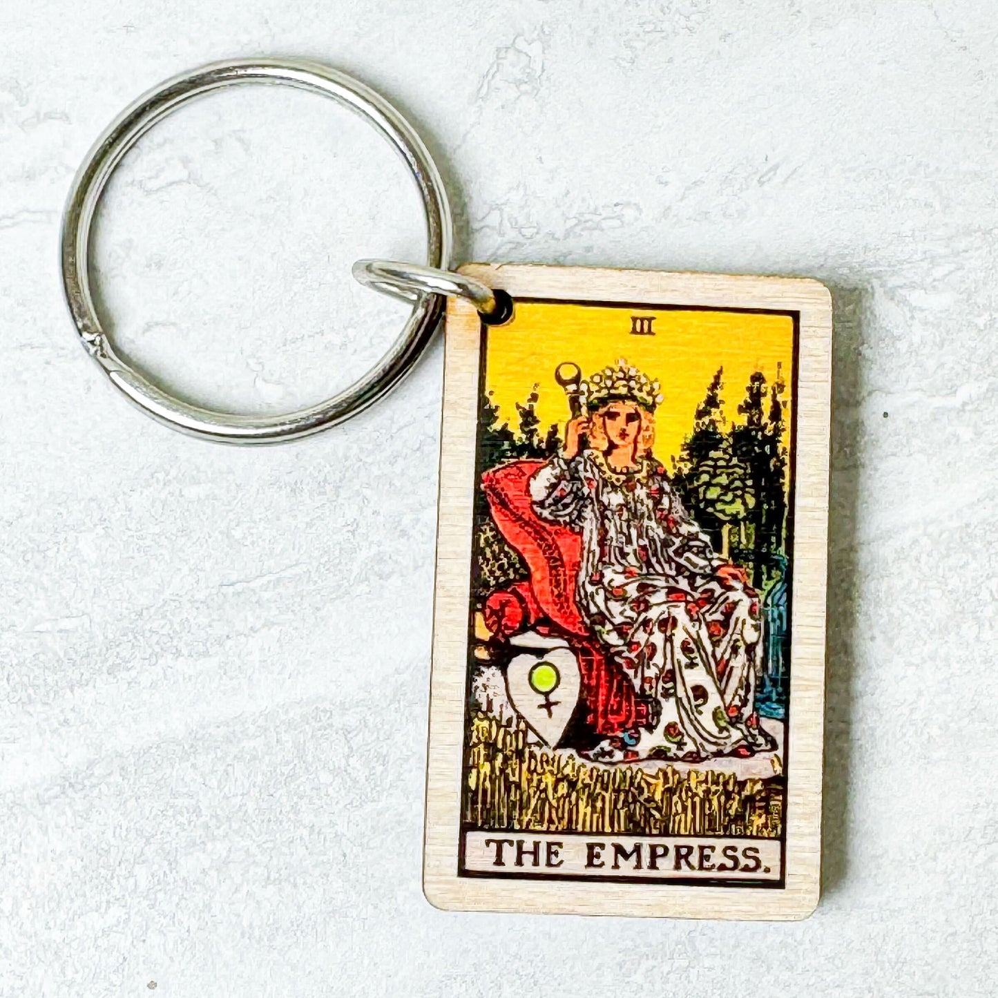 Tarot Card Full Color Wooden Keychains with metal ring