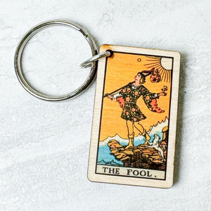 Tarot Card Full Color Wooden Keychains with metal ring