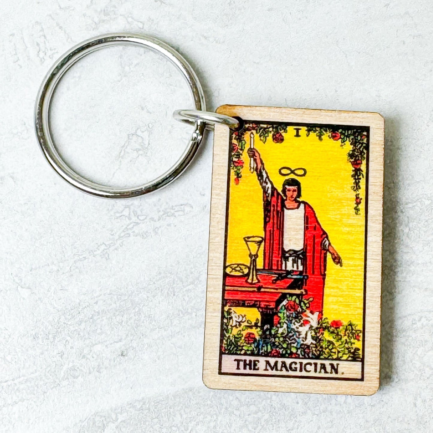 Tarot Card Full Color Wooden Keychains with metal ring