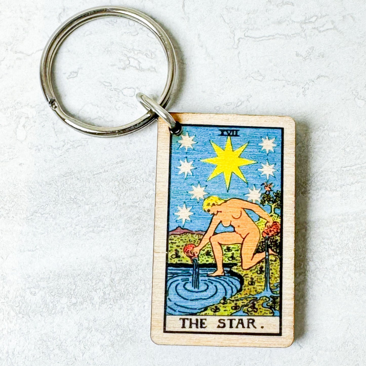 Tarot Card Full Color Wooden Keychains with metal ring