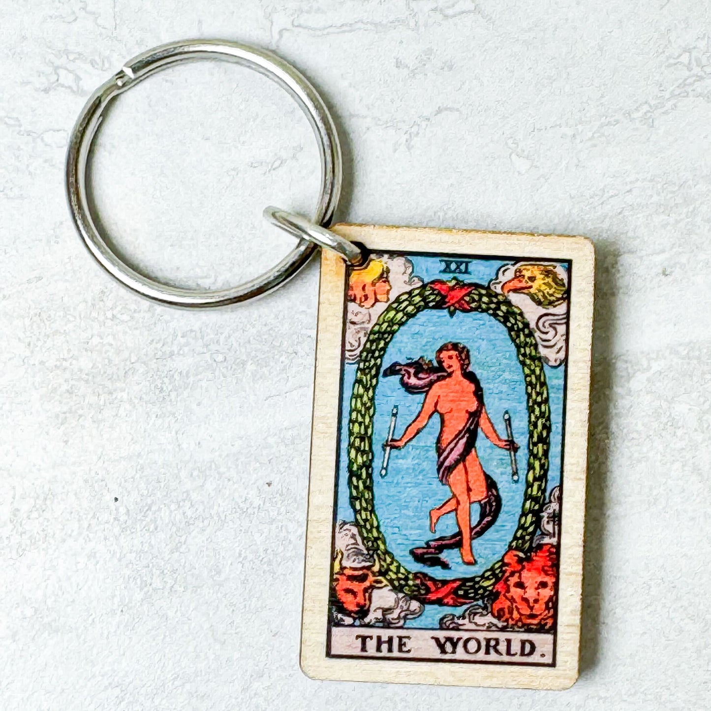 Tarot Card Full Color Wooden Keychains with metal ring