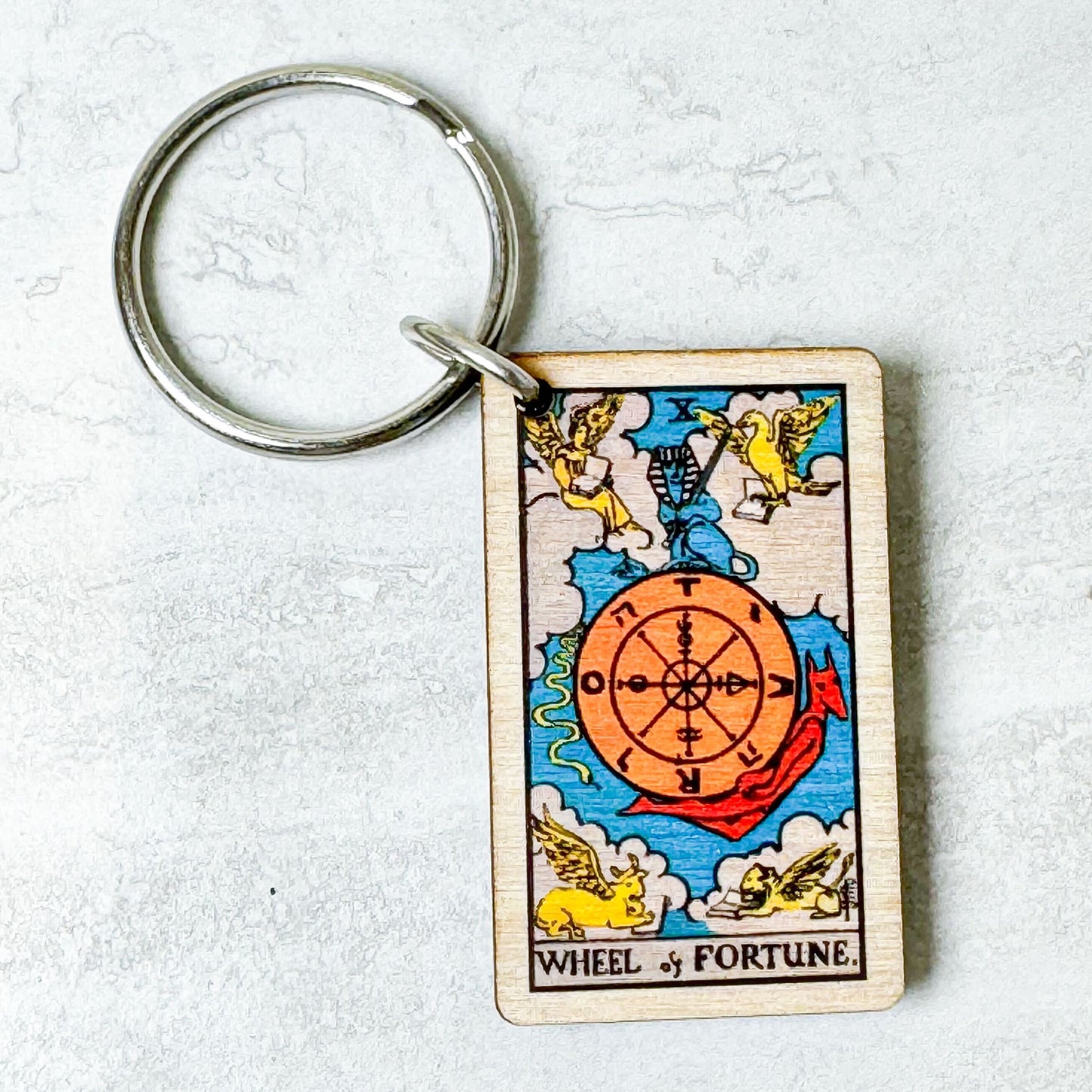 Tarot Card Full Color Wooden Keychains with metal ring