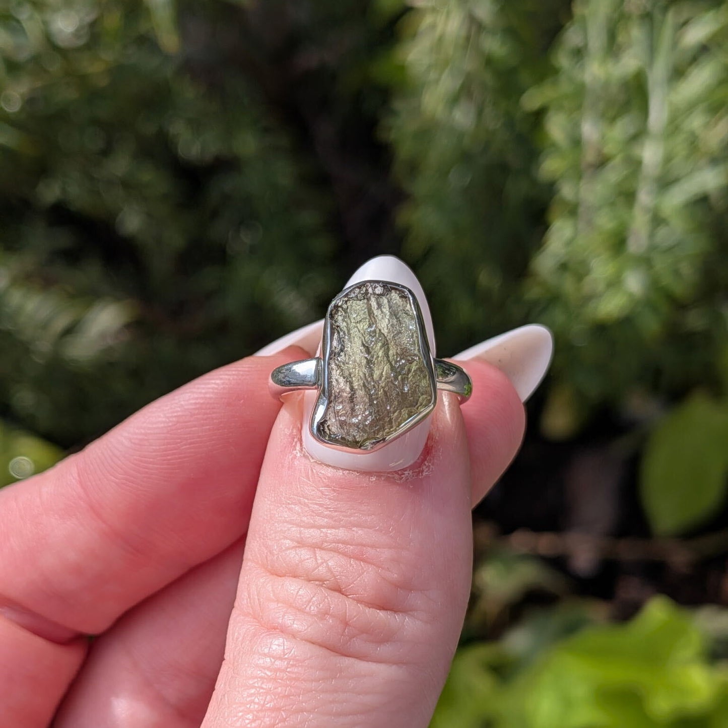 Moldavite Sterling Silver Rings