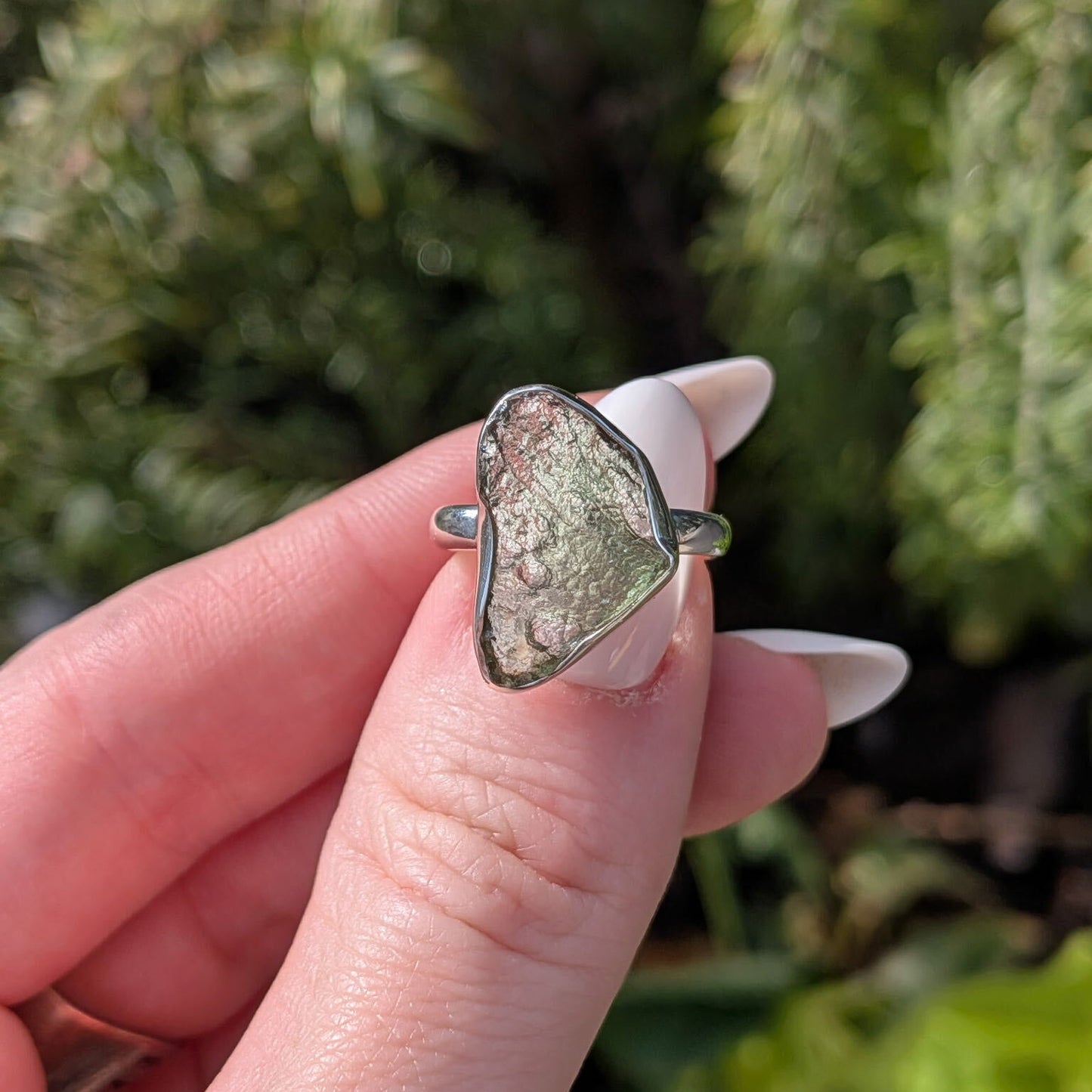 Moldavite Sterling Silver Rings
