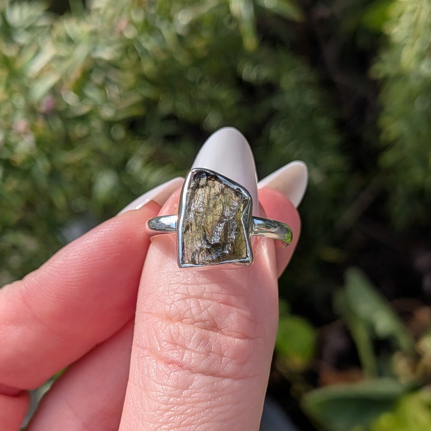 Moldavite Sterling Silver Rings