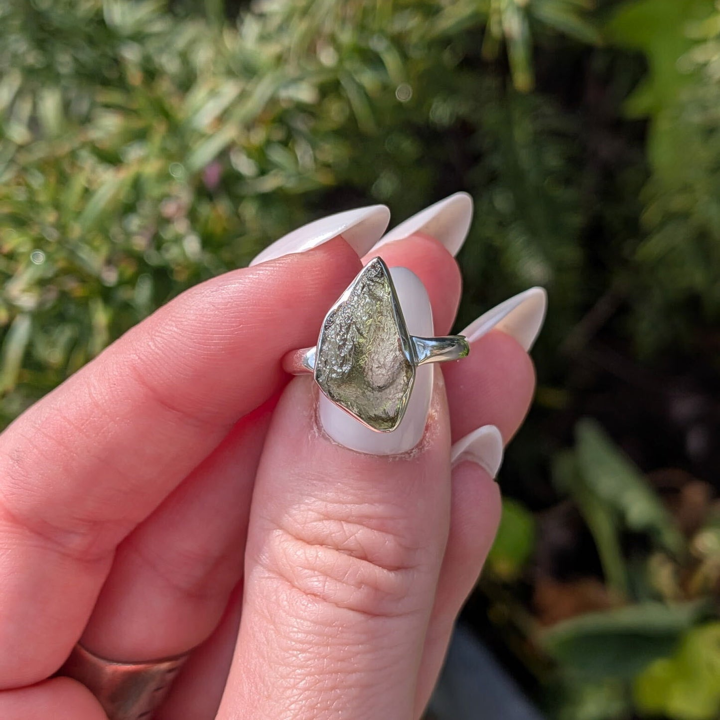 Moldavite Sterling Silver Rings