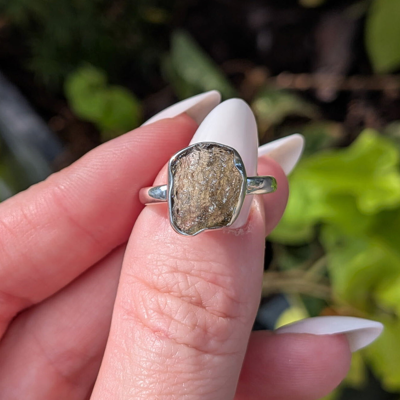 Moldavite Sterling Silver Rings