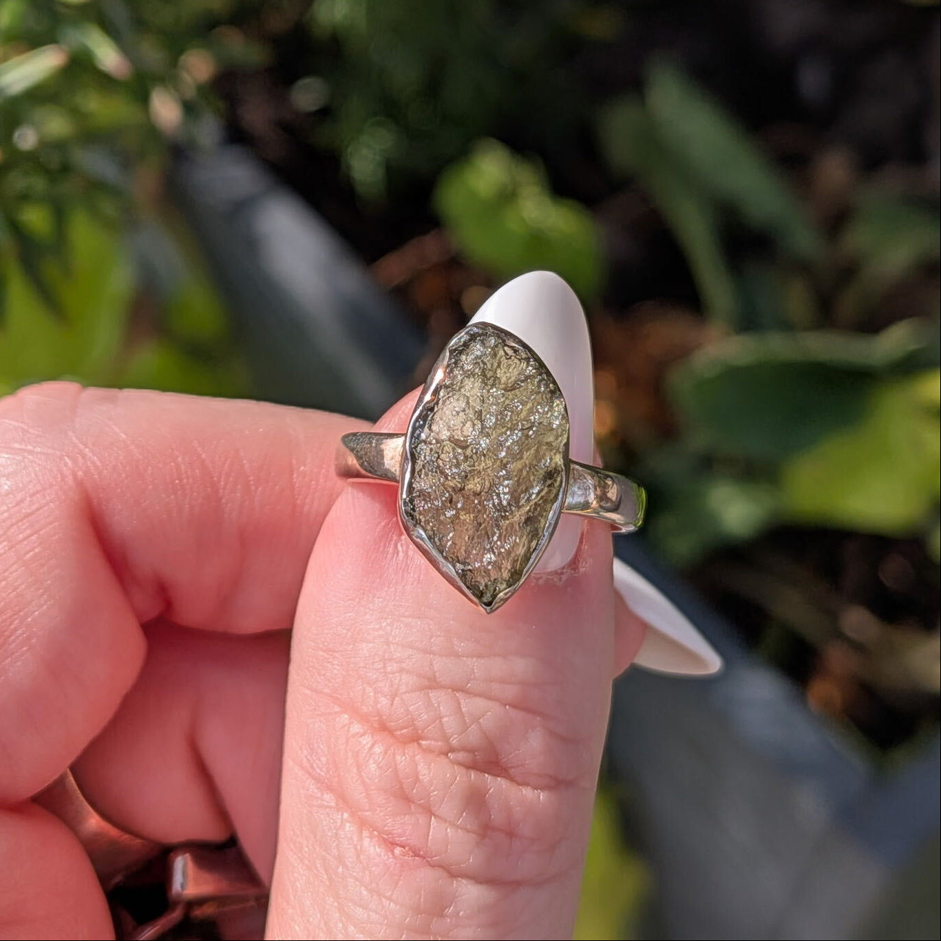 Moldavite Sterling Silver Rings