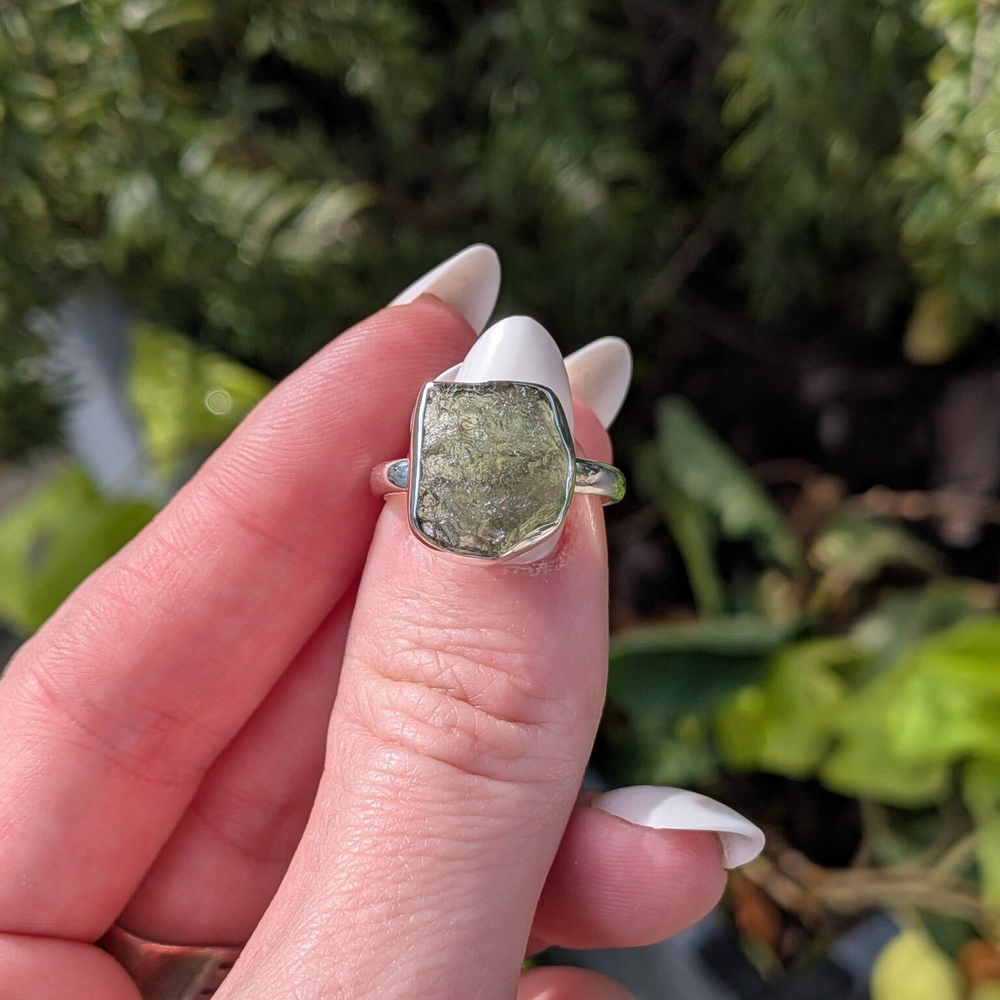 Moldavite Sterling Silver Rings
