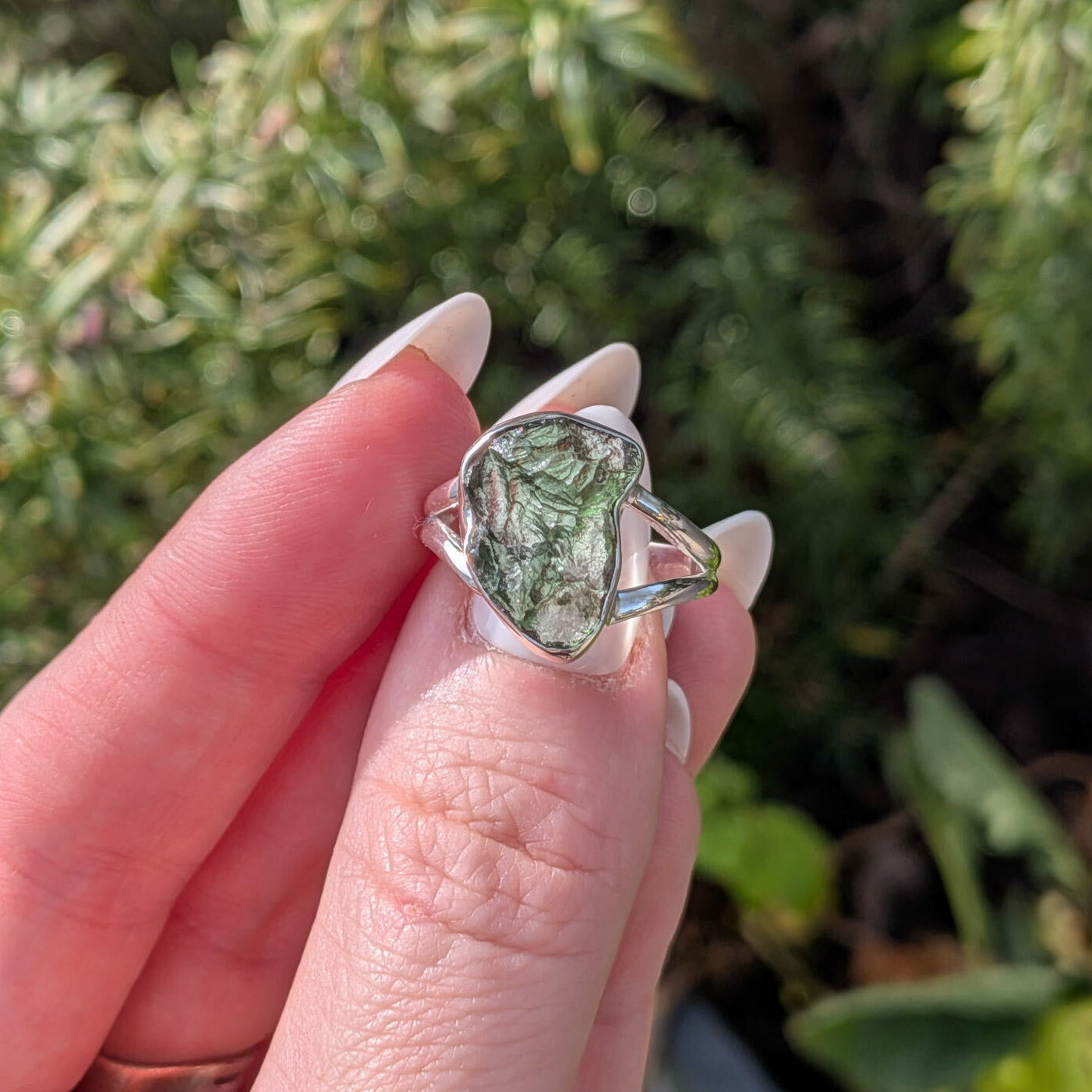 Moldavite Sterling Silver Rings