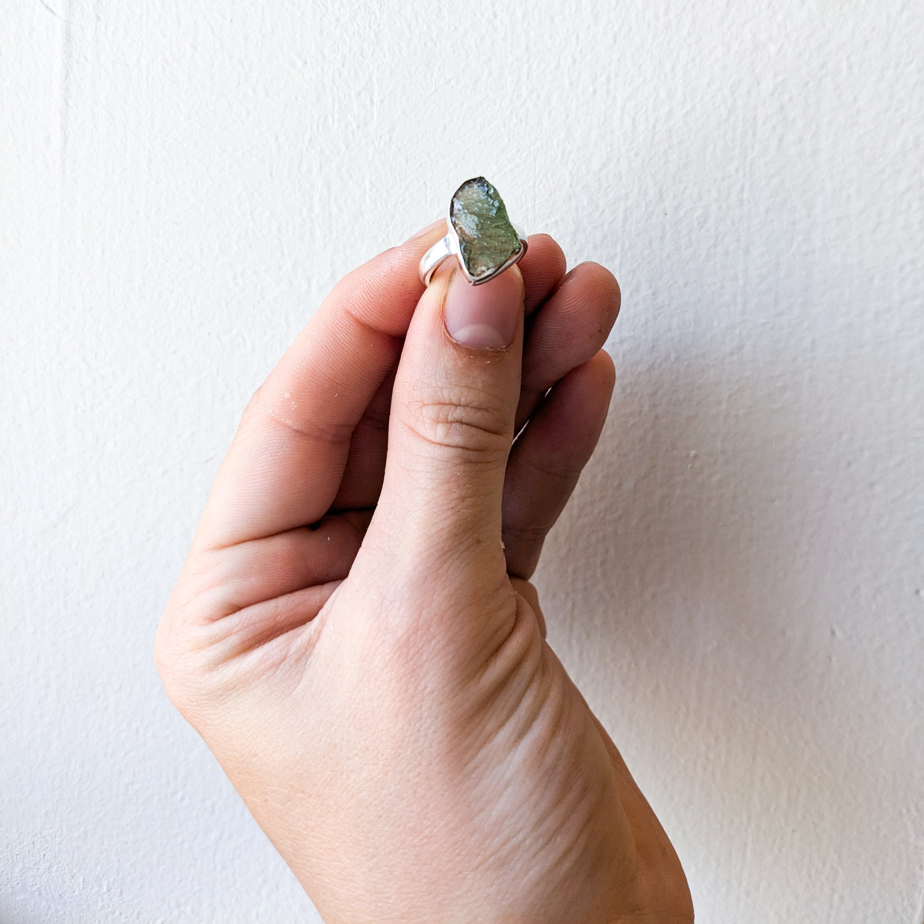 Moldavite Sterling Silver Rings