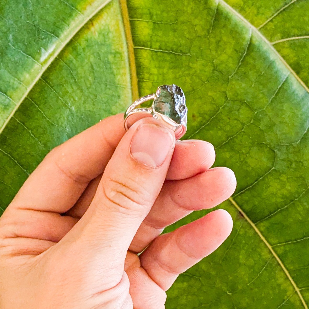 Moldavite Sterling Silver Rings