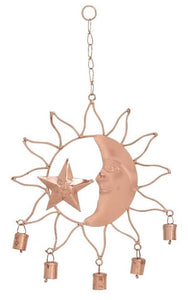 Metal Moon and Star Windchime with Bells | Various Finishes