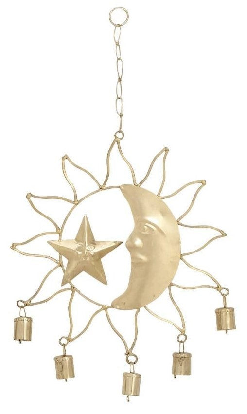 Metal Moon and Star Windchime with Bells | Various Finishes