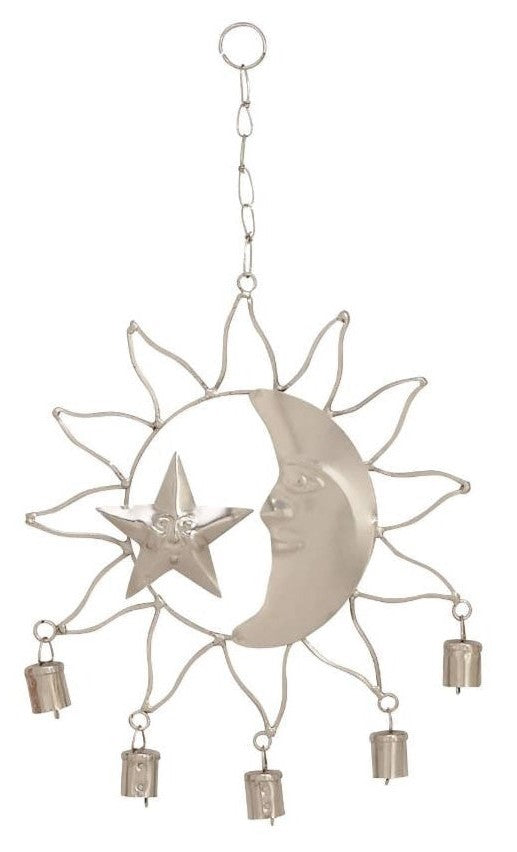 Metal Moon and Star Windchime with Bells | Various Finishes